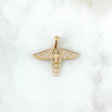 Dije Cadeuceo de Serpientes 1.65gr / 2cm / Circones Blancos Oro Amarillo ©