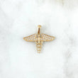 Pendant Caduceus of Snakes 1.6gr / 2cm / White Zircons Yellow Gold