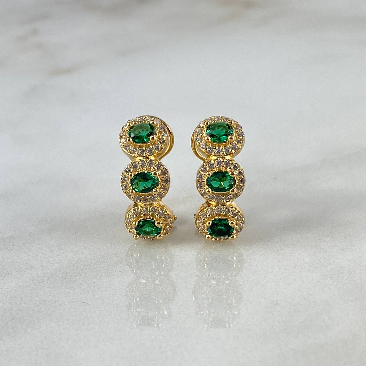 Candongas Tupidas 5.3gr / 1.9cm / Circones Verdes Blancos Oro Amarillo ©