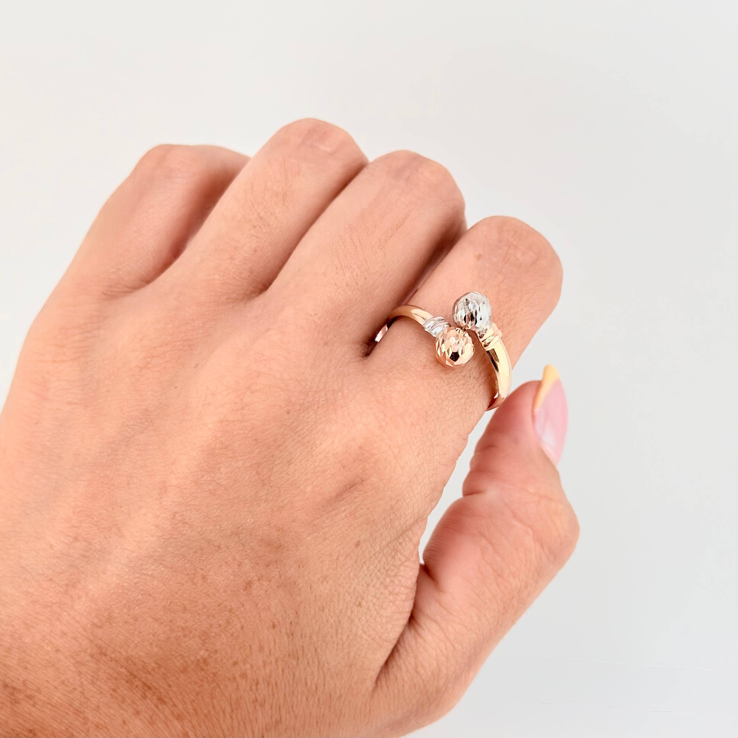 Anillo Tu Y Yo Diamantado 2.15gr / T8 3/4 / Tres Oros 18K *
