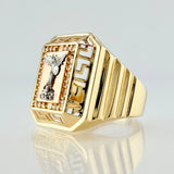 Anillo San Miguel Arcangel Tribal 7.9gr / T10 1/2 / Tres Oros 18K ©