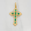 Flat Cross Pendant Emeralds 0.71pts 2.3g / 1 1/2 in Yellow Gold 18K