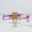 Purple Bracelet Charm Bear TS 1.05gr / 3mm Beads Diamond Cut 4 Units 18K Yellow Gold *