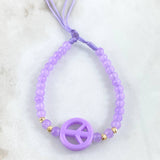 Llavero Lila Amor Y Paz 0.35gr / 3mm Bolas Diamantadas 4 Und Oro Amarillo 18K (A.C)