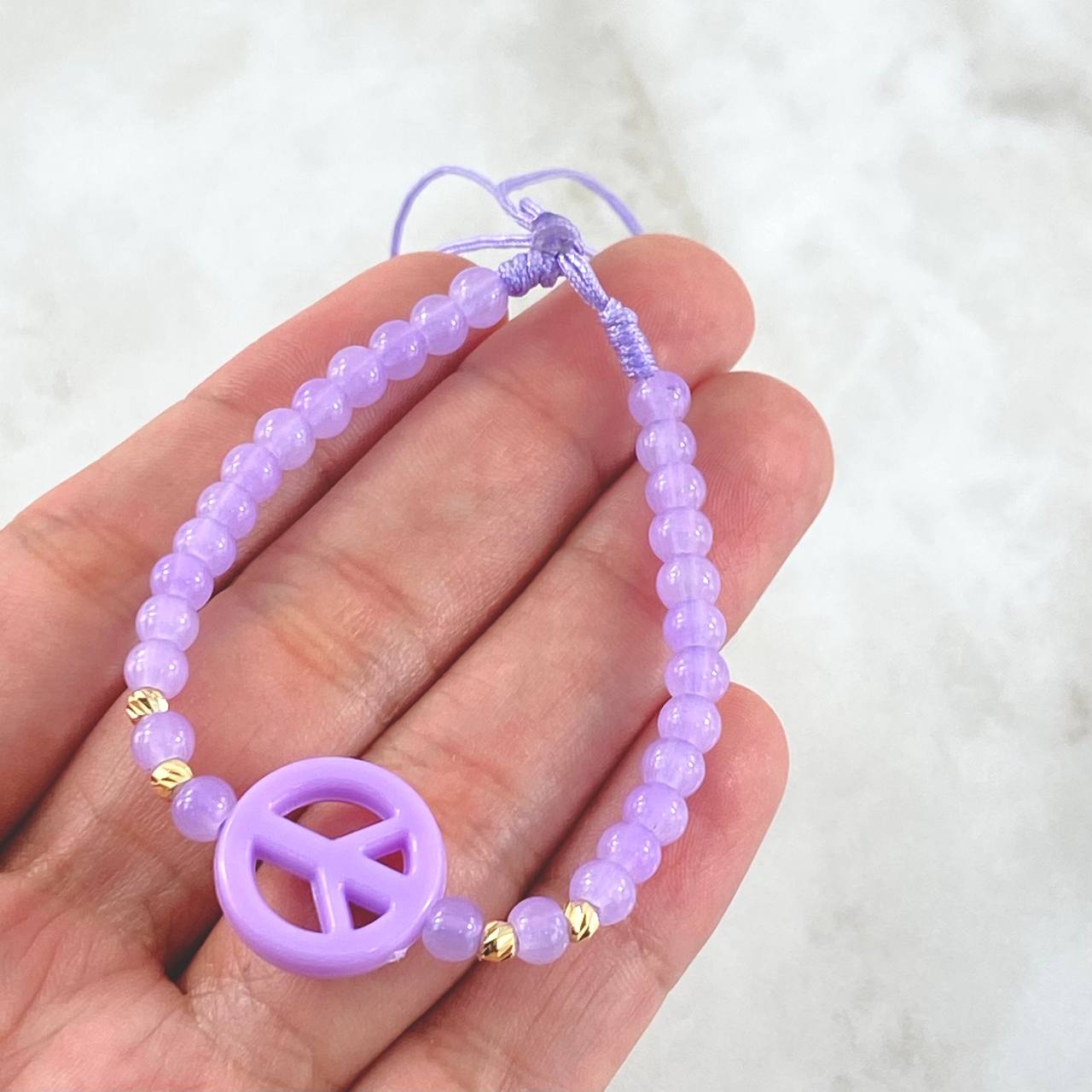 Llavero Lila Amor Y Paz 0.35gr / 3mm Bolas Diamantadas 4 Und Oro Amarillo 18K (A.C)