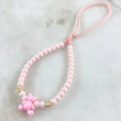 Llavero Rosado Oso 0.35gr / 3mm Bolas Diamantadas 4 Und Oro Amarillo 18K (A.C)