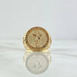 San Miguel Archangel Ring 8.35gr / Size 7 / Textured Circle 18K Yellow Gold *