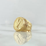 San Miguel Archangel Ring 8.35gr / Size 7 / Textured Circle 18K Yellow Gold *