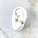 Piercing Earcuff Simulador 1gr / 1cm / Ola Bilateral Circon Blanco Oro Amarillo (Joya) ©