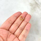 Piercing Earcuff Simulador 0.8gr / 1cm / Tetra Circulos Basteado Oro Amarillo 18K (Joya) ©