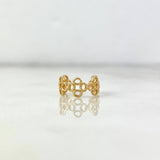 Piercing Earcuff Simulador 0.8gr / 1cm / Tetra Circulos Basteado Oro Amarillo 18K (Joya) ©