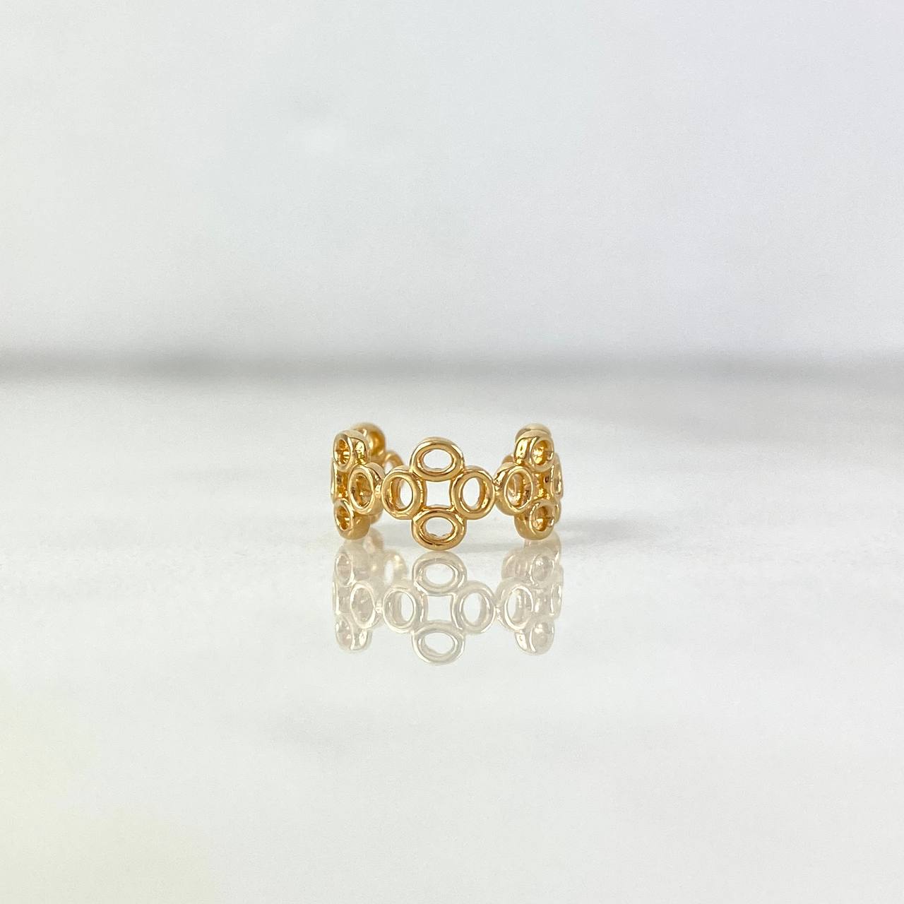 Piercing Earcuff Simulator 0.75gr / 1cm / Tetra Circles Wrapped 18K Yellow Gold (Jewel)