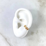 Piercing Earcuff Simulador 0.8gr / 1cm / Tetra Circulos Basteado Oro Amarillo 18K (Joya) ©