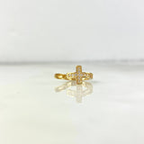 Piercing Earcuff Simulator 1.15gr / 1.25cm / Curved Embrace Cross White Zircons Yellow Gold (Jewel) ©