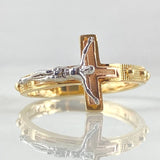 Cross Christ Ring Dotted 3.4gr / T8 3/4 / Three Golds 18K