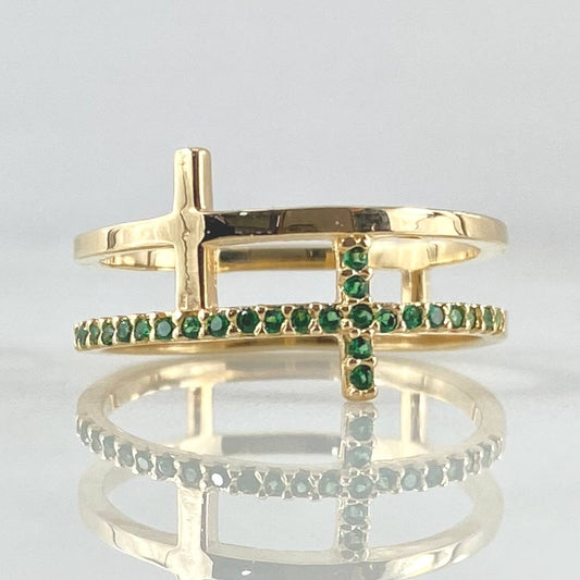 Double Cross Ring 2.75gr / Size 6 1/2 / 18K Gold