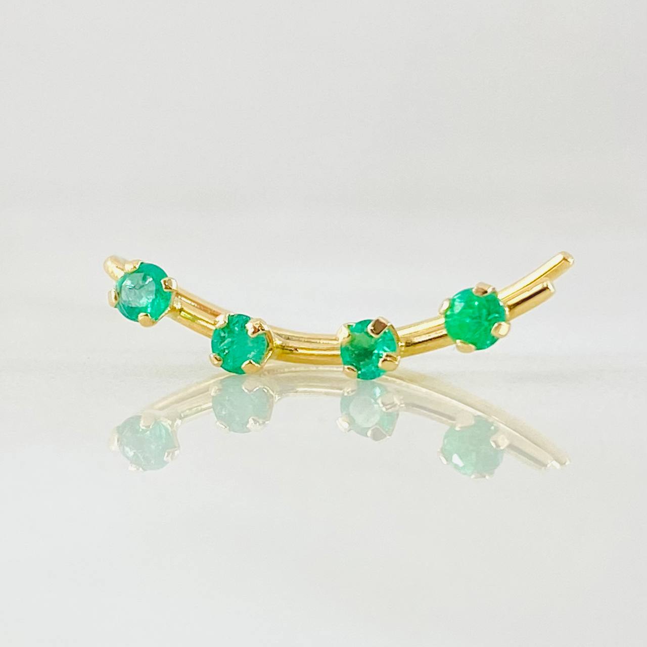 Piercing Arete Earcuff Simulador Esmeraldas 25pts 0.7g / 3/4 in Oro Amarillo 18K (Joya)