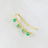 Piercing Arete Earcuff Simulador Esmeraldas 25pts 0.7g / 3/4 in Oro Amarillo 18K (Joya)