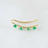 Piercing Arete Earcuff Simulador Esmeraldas 25pts 0.7g / 3/4 in Oro Amarillo 18K (Joya)