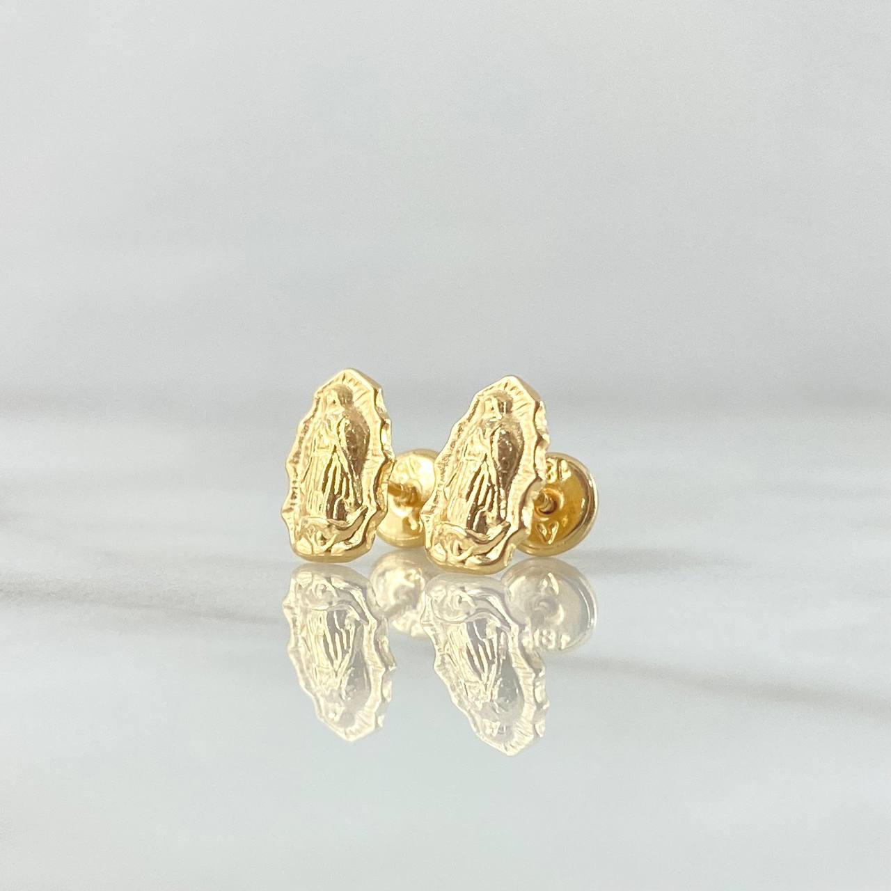 Stud Earrings Virgin Guadalupe Silhouette 0.7gr / 10mm Matte Smooth 18K Yellow Gold *