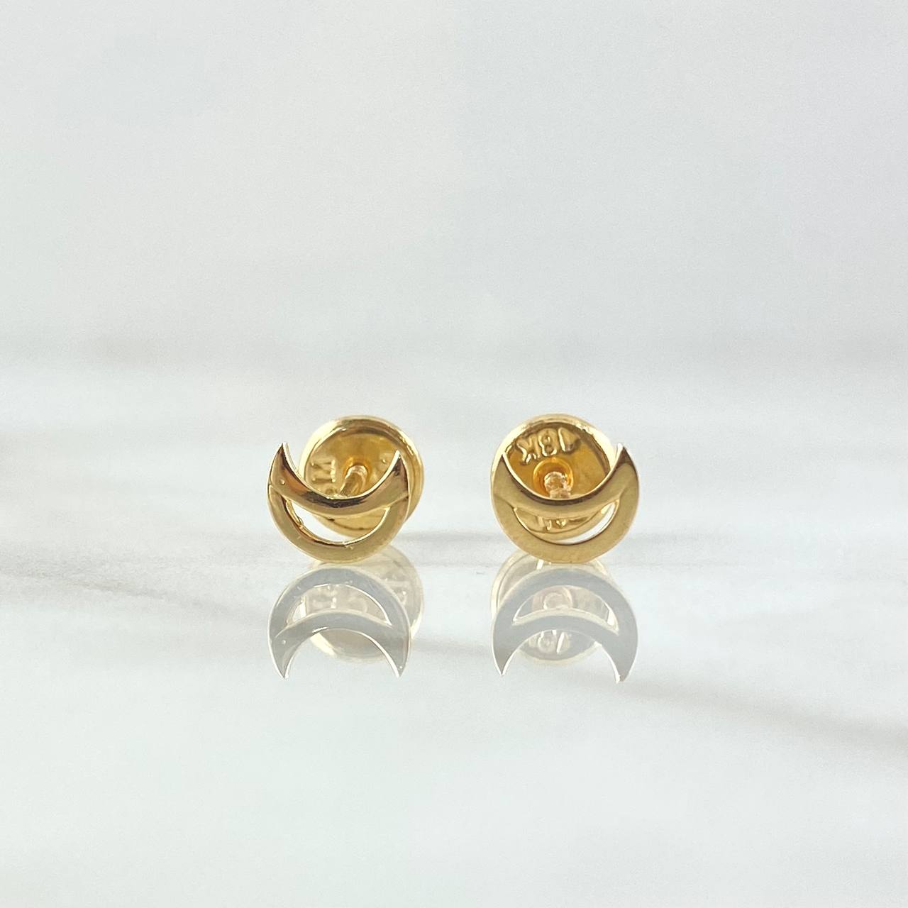 Stud Earrings Silhouette Moon 0.6gr / 6mm Polished 18K Yellow Gold *
