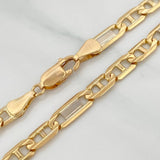 Cadena Figaro Plana 34.3 g / 24 3/4 in / 5 mm Dos Oros Amarillo Blanco 18K