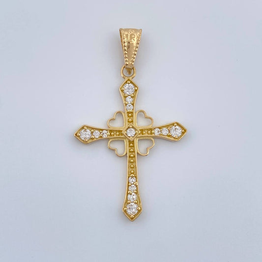 Dije Cruz Corazones 1.25gr / 1 1/4 in / Oro Amarillo 18K %