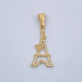 Dije Torre Eiffel Corazon 0.95gr / 1 in / Oro Amarillo 18K %