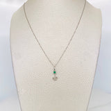 Set Cadena Veneciana + Dije Ancla Esmeralda 0.7pts / 1.5g / 18 in Oro Blanco 18K