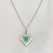 Set Cadena Veneciana + Dije Corazon Esmeralda 0.9pts / 1.5g / 18 in Oro Blanco 18K