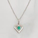 Set Cadena Veneciana + Dije Corazon Esmeralda 0.9pts / 1.5g / 18 in Oro Blanco 18K