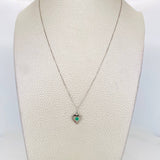 Set Cadena Veneciana + Dije Corazon Esmeralda 0.9pts / 1.5g / 18 in Oro Blanco 18K