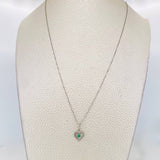 Set Cadena Veneciana + Dije Corazon Esmeralda 6pts / 1.5g / 18 in Oro Blanco 18K