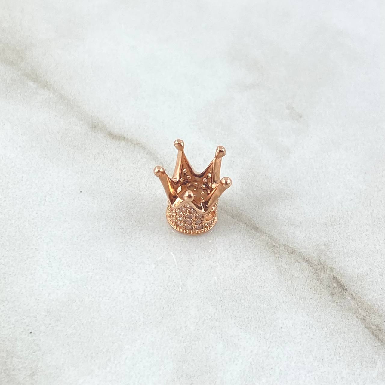 Herraje Corona 1.3gr / 1cm / Circones Blancos Oro Rosa 18K *