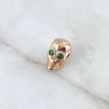 Charm Skull 2.35gr / 1cm / Green Zirconia 18K Rose Gold *