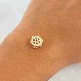 Charm Towbar 1gr / 1cm / White and Fuchsia Zircons 18K Yellow Gold *