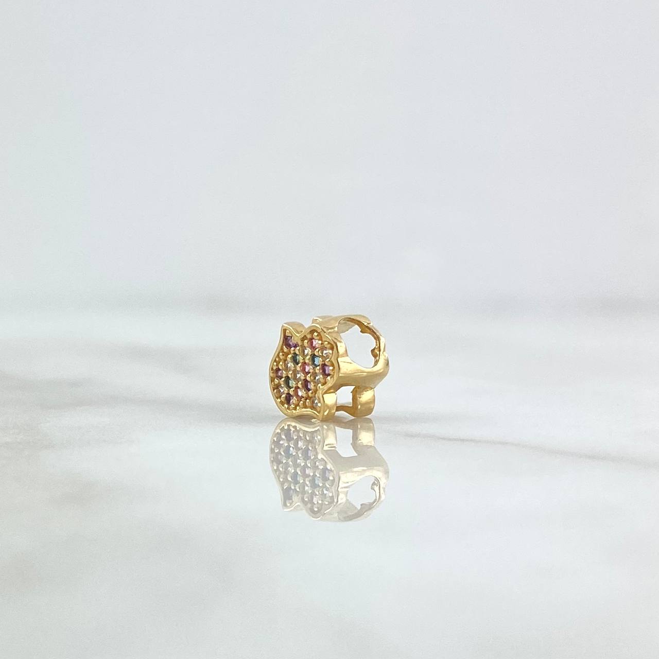 Charm Hamsa Hand 0.9gr / 1cm / Colored Zircons 18K Yellow Gold *