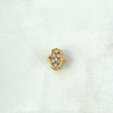 Charm Hamsa Hand 0.9gr / 1cm / Colored Zircons 18K Yellow Gold *