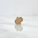 Charm Hamsa Hand 0.9gr / 1cm / White Zircons 18K Yellow Gold *