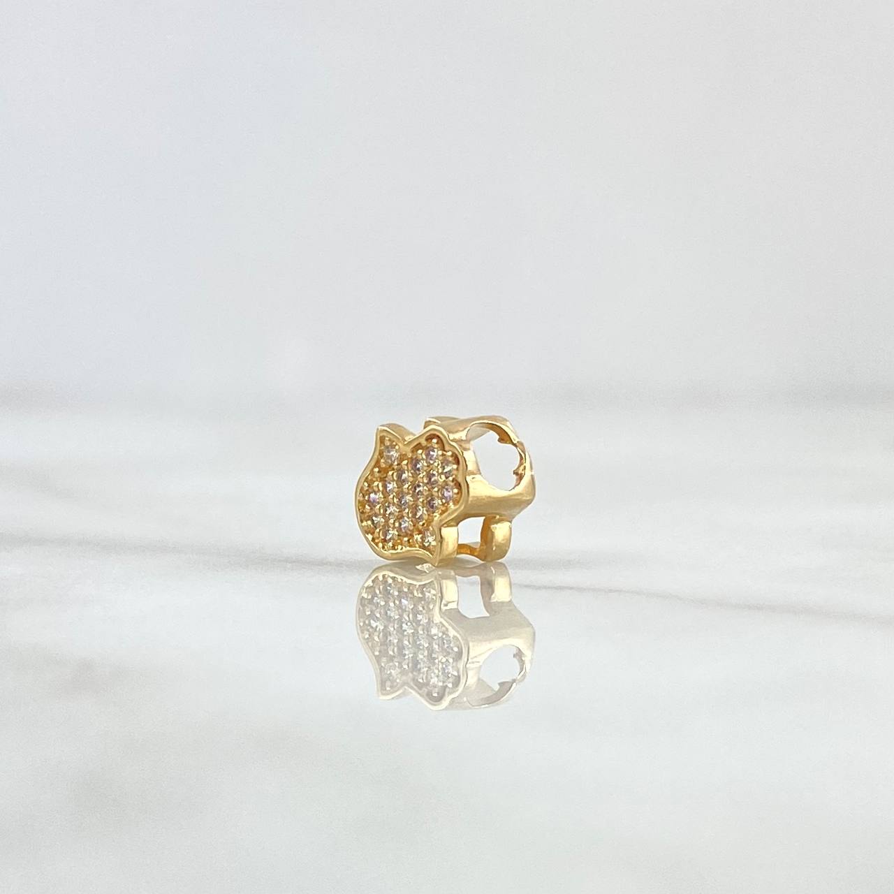 Charm Hamsa Hand 0.9gr / 1cm / White Zircons 18K Yellow Gold *