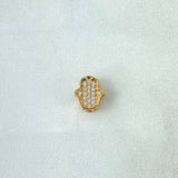 Charm Hamsa Hand 0.9gr / 1cm / White Zircons 18K Yellow Gold *