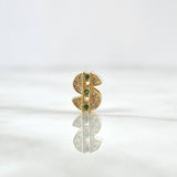 Charm Peso Sign 1.45gr / 0.5cm / White and Green Zircons 18K Yellow Gold *