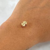 Charm Peso Sign 1.45gr / 0.5cm / White and Green Zircons 18K Yellow Gold *