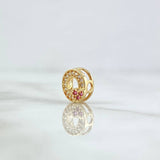 Charm Heart Hoop 0.9gr / 1cm / White and Fuchsia Zircons 18K Yellow Gold *
