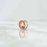 Charm Heart Hoop 0.9gr / 1cm / White and Fuchsia Zircons 18K Rose Gold *