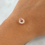 Charm Heart Hoop 0.9gr / 1cm / White and Fuchsia Zircons 18K Rose Gold *