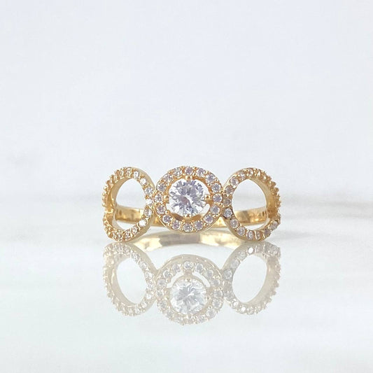 Ring Solitaire Halo Crossed Waves 2.6gr / Size 6 1/2 / White Zircons Yellow Gold