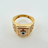 Anillo Sello Incrustado Detallado 5.85gr / T9 3/4 / Tres Oros 18K