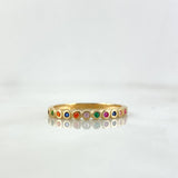 Churumbela Ring Circles 2gr / Size 6 1/2 / Colored Zircons Yellow Gold