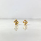Stud Earrings Cross 0.85gr / White Zircon Yellow Gold
